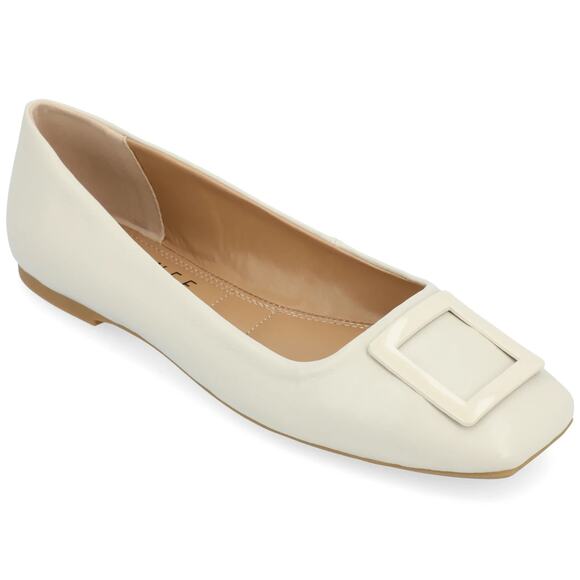 Journee Collection Women's Zimia Ballet Slip On Square Flats, Beige Size 10M - Picture 1 of 5